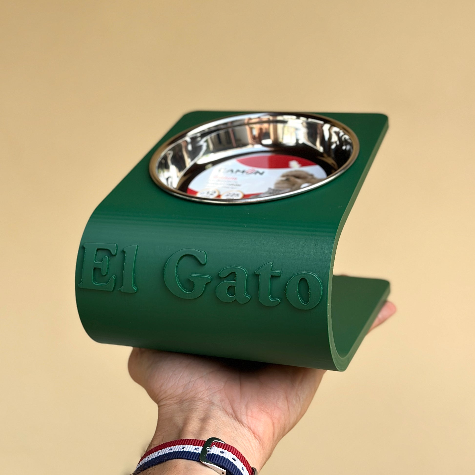 Ciotola con nome per gatti - Rialzata Inclinata Personalizzata