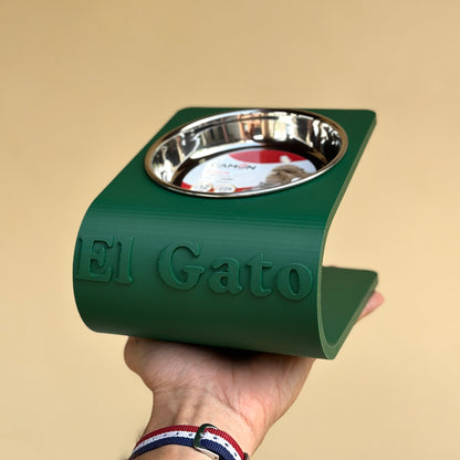 Ciotola con nome per gatti - Rialzata Inclinata Personalizzata