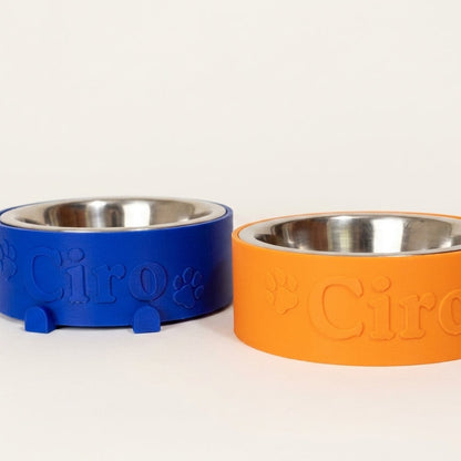 Ciotola_Personalizzata_per_cani_con_nome blu e arancione