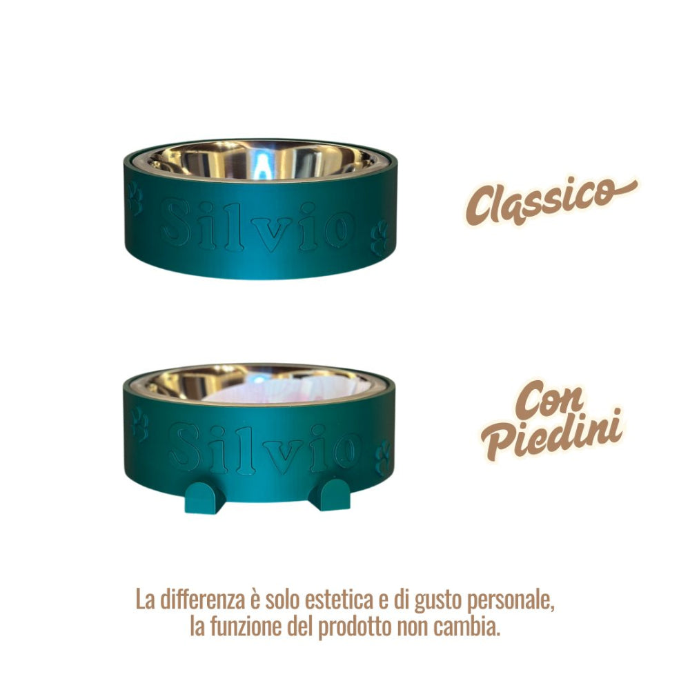 Ciotola per cani personalizzata: stile classico o con piedini