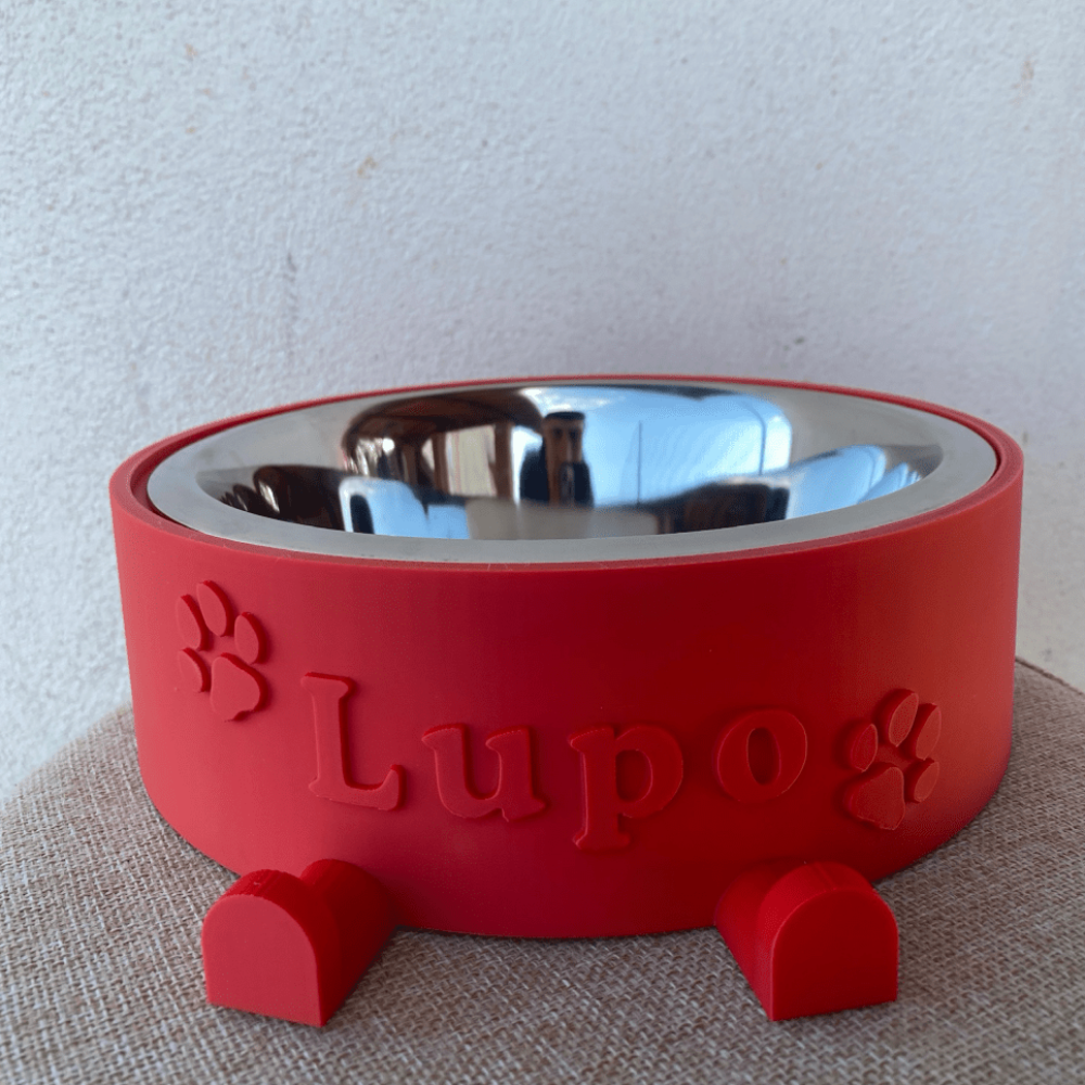 Ciotola personalizzata per cani rossa — Fourzampe